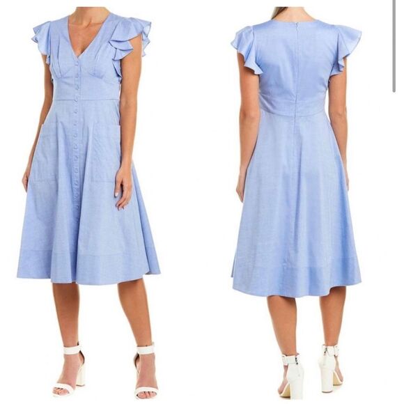 Eliza J Button Up Soft Denim Midi Dress - Picture 1 of 8